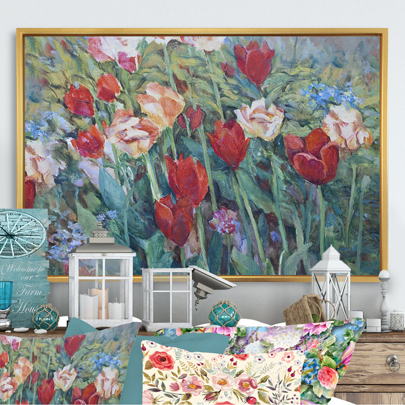 «Blossoming Poppies in the Fields», reproduction sur toile, H 8 po x l 12 po x P 1 po, Cadre flottant doré