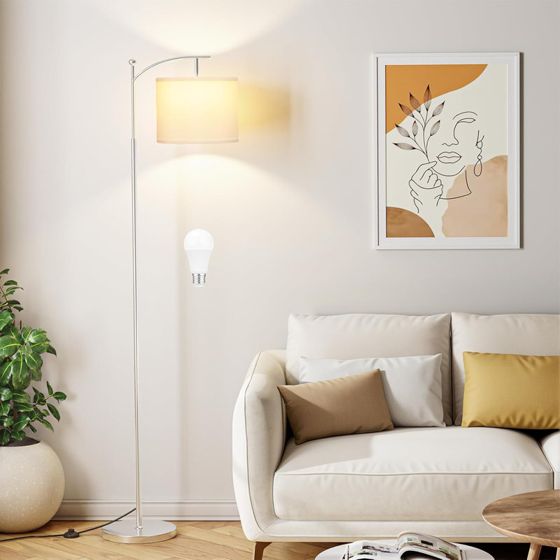 Adjustable Brightness & Colour Temperature Floor Lamp With Remote Control, Rotating Lampshade, Magnetic Remote & Timer Function, Easy Installation