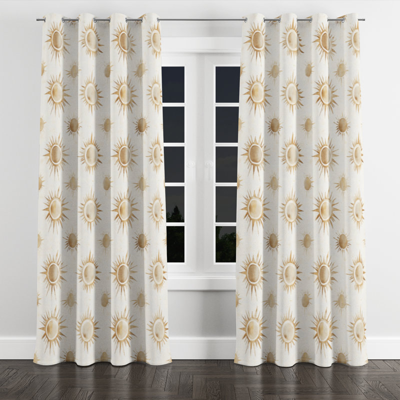 Rideaux Boho - rideau à œillets Baburam Starburst - 1 panneau, L 52 po x L 108 po, Œillets argentés