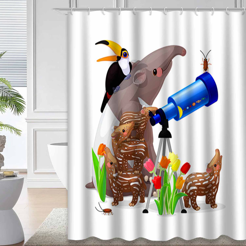 Rideau de douche à motif de fée pour enfants avec 12 crochets, L 72 po x l 78 po