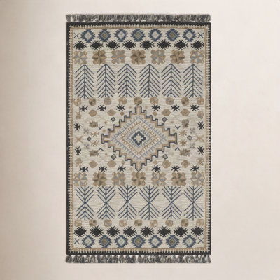 Anine Beige Black Hand-Tufted Wool Rug