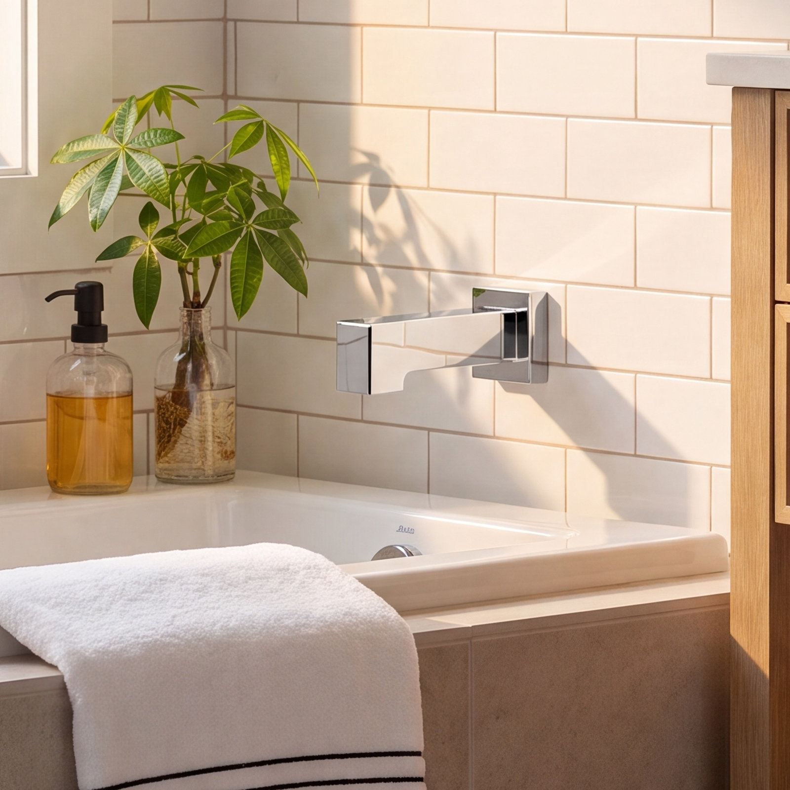 90 Degree Wall-Mounted Tub Spout Trim, Chrome