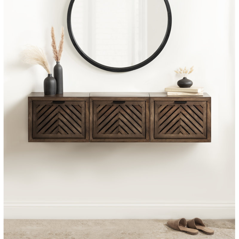 Wood Floating Side Table, Tan