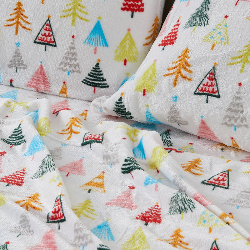 Ultra Soft Micro Plush Velvet Printed Sheet Sets, Twin Sheet w/ 1 Fitted Sheet&1 Pillowcase