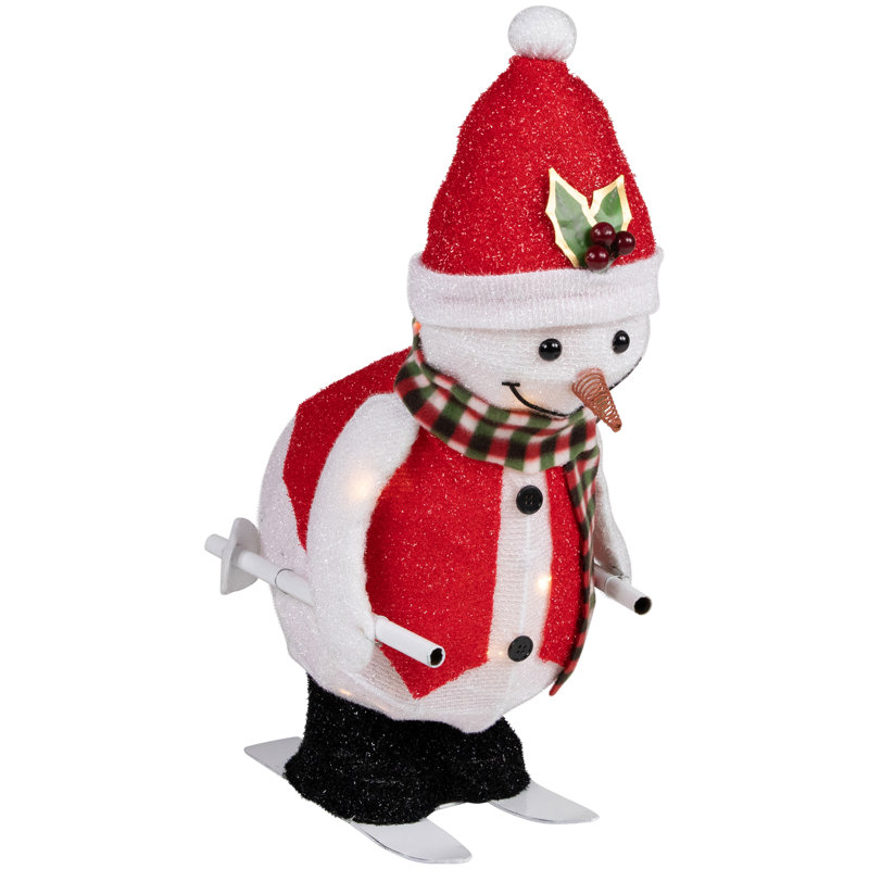 24" Lighted Animated Skiing Snowman Christmas Figurine