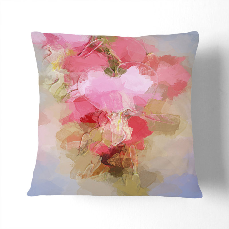 Bleeding Heart Flowers Cushion with Filling, 40cm H x 40cm W x 15cm D, Black