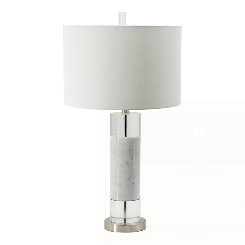 Lampes de table modernes, Blanc, Blanc, Marbre, H 28,5 po x l 15 po x P 15 po