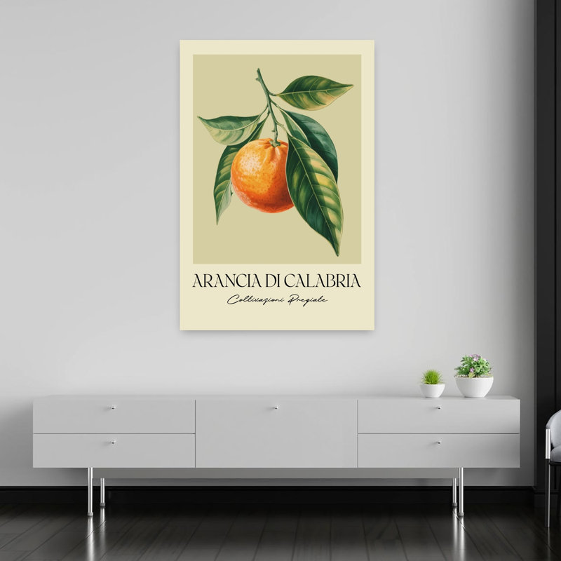 Élégant orange botanique, Illustration classique, fruit organique naturel, art mural, H 60 po x l 40 po