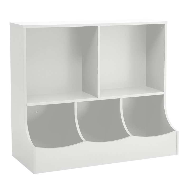 White double-layer five-compartment toy storage cabinet, White