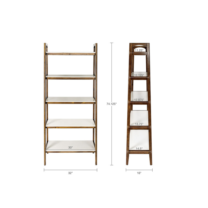 Tablette / bibliothèque, Blanc cassé / pacane