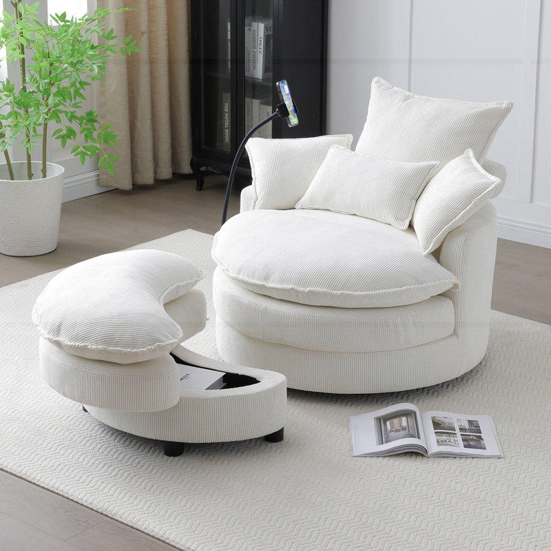 Fauteuil demi-tonneau pivotant à 360 °, Beige