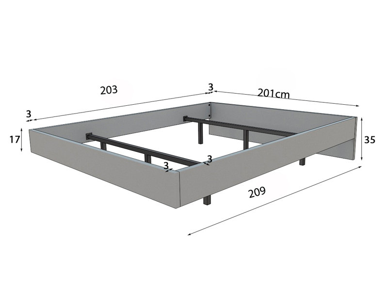 Maximo Mx79K, ensemble 3, Très grand, Ensemble de 3 pièces : lit, 2 tables de chevet