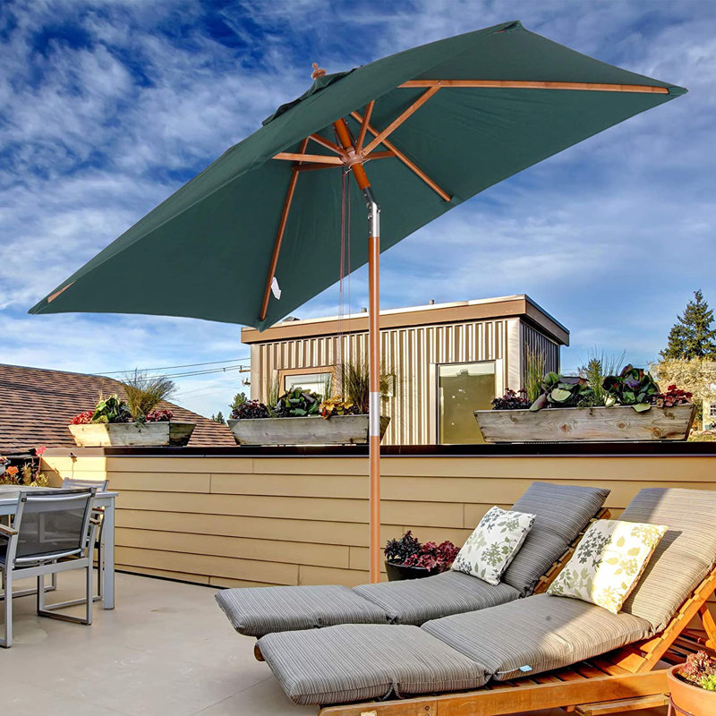 Cyr 2m x 1.5m Garden Parasol Umbrella, Green
