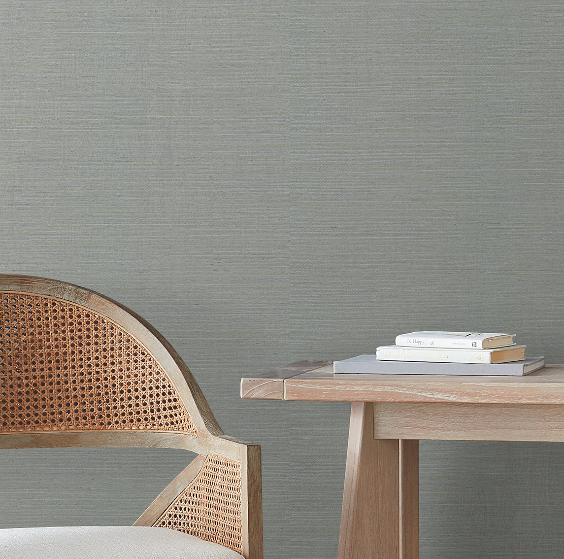 Natural Sisal Peel and Stick Grasscloth Wallpaper, Slate