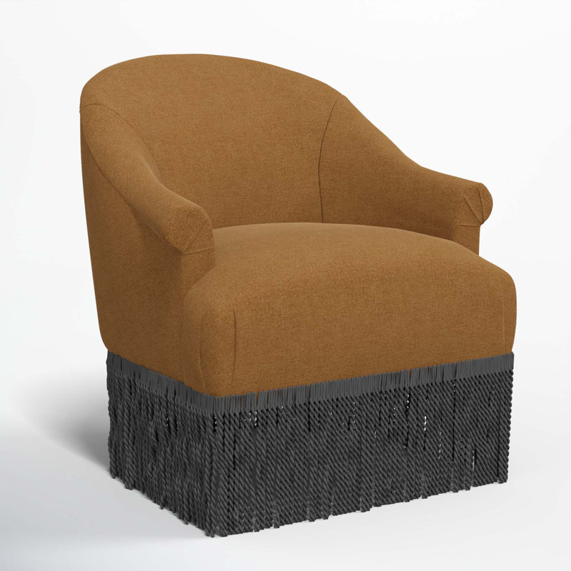 Fauteuil à oreilles Callie, Noir, Lin texturé ambré