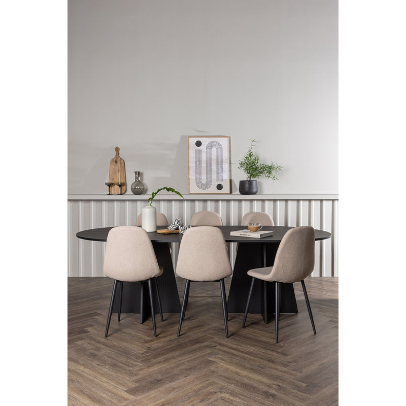 Mateyka 6 - Person Dining Set, Beige, Beige