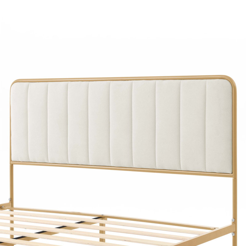 Structure de lit rembourrée, Beige