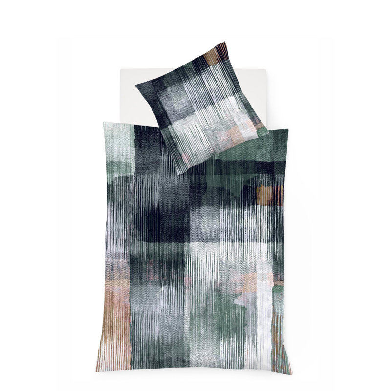 Cotton Patchwork Duvet Cover Set with Pillow Shams, Green, Single - 1 Pillowcase (80 x 80 cm)