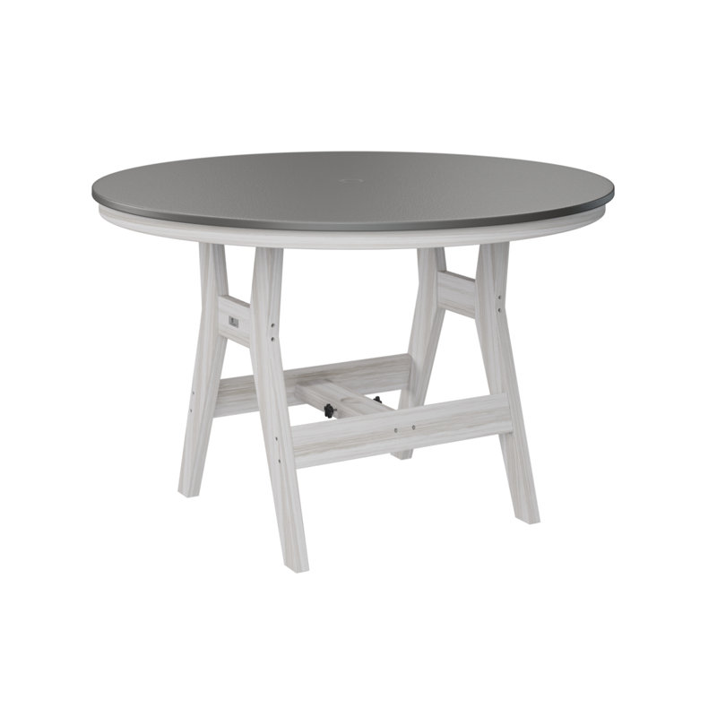 Harbor Outdoor Round Bar Table, Hammered Top Stainless, 35.5" H x 48" W x 48" D, Seashell