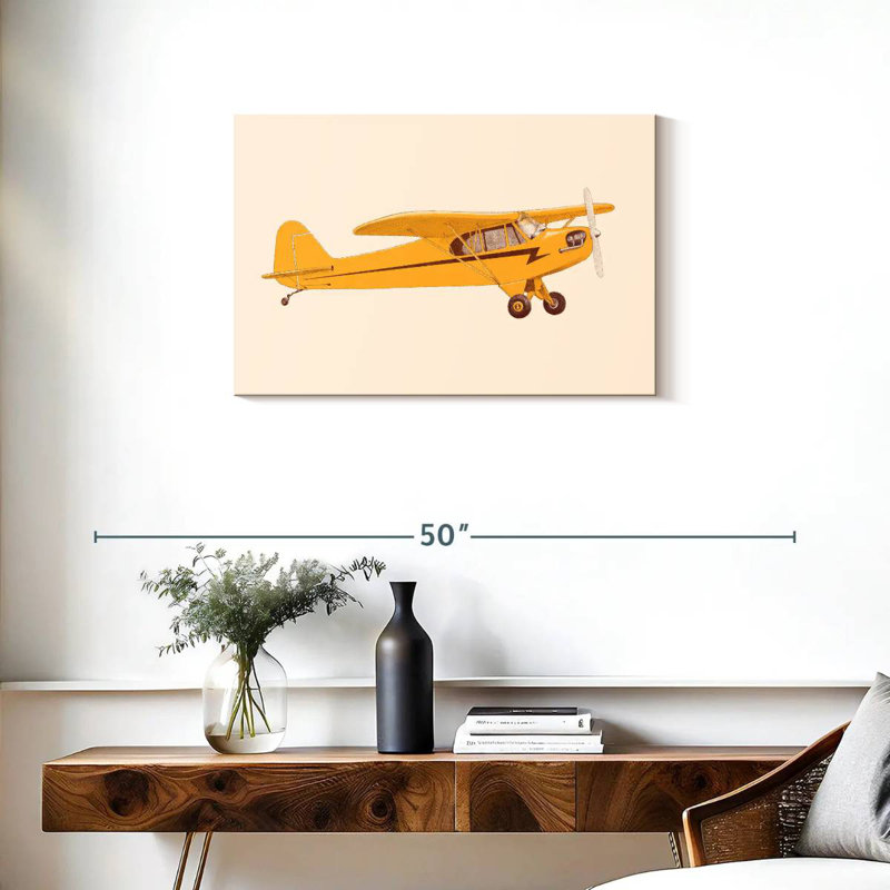 Petit avion jaune Mehar, H 20 po x l 30 po