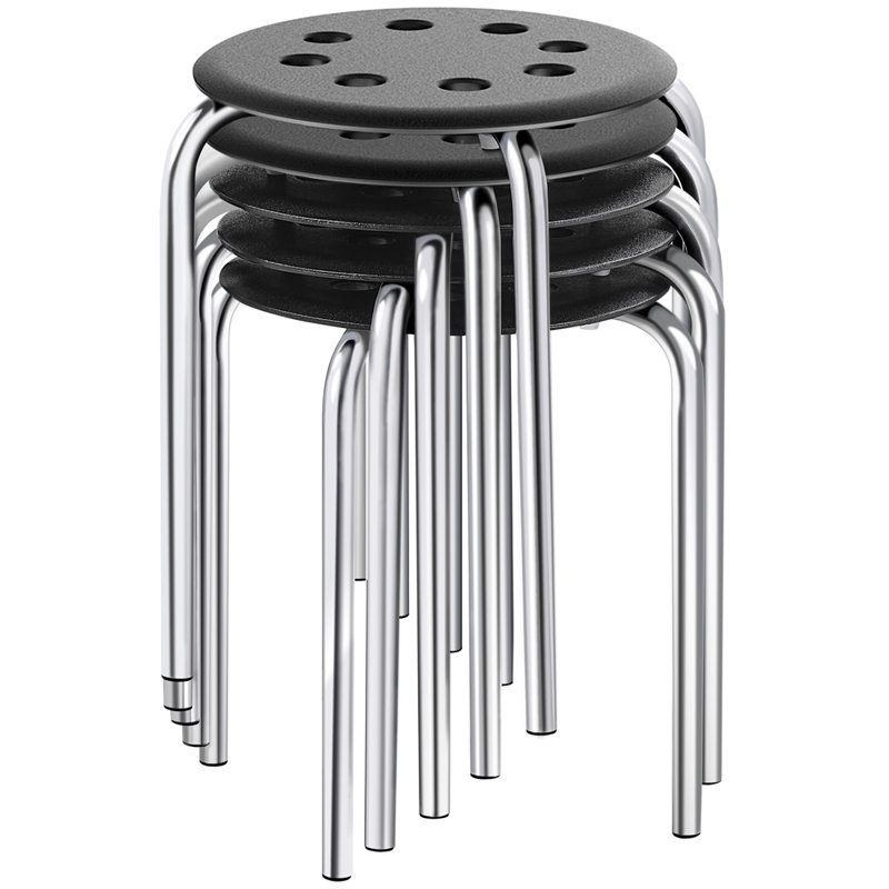 Janeen Stackable Accent Stool, Silver