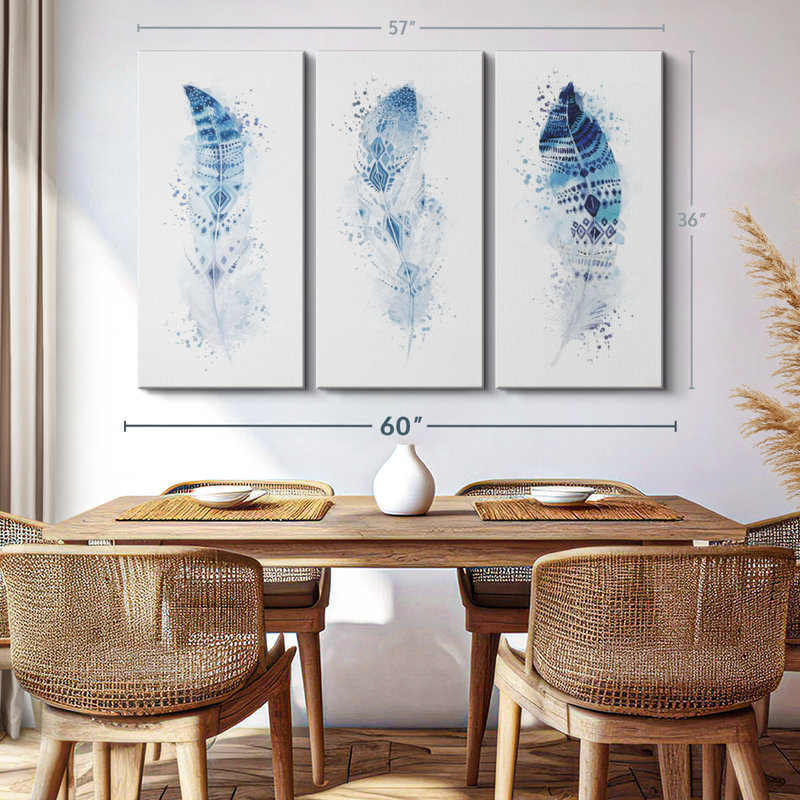 «Feather Ethnic Patterns Splash» sur toile, H 36 po x l 57 po x P 1,25 po