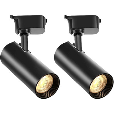 Bravsekai 2-Pack 20W Black H-Type LED Track Spotlights, 4000K Natural White Dimmable, Includes Free 7.28" Oval H Track Base – Ideal for Closet, Vanity, Art Display & Retail Shop