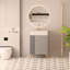 Meuble-lavabo à tablettes ouvertes de 21,6 po avec lavabo et porte en céramique, armoire de rangement à tablettes ouvertes sur le côté gauche-111123627