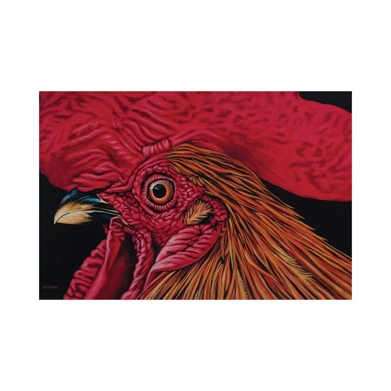 Orange Rooster by Clara Bastian - Wrapped Canvas Print, 20.32 cm H x 30.48 cm W