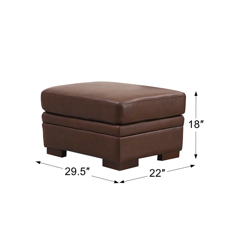 Dillon Upholstered Ottoman, Brown Genuine Leather