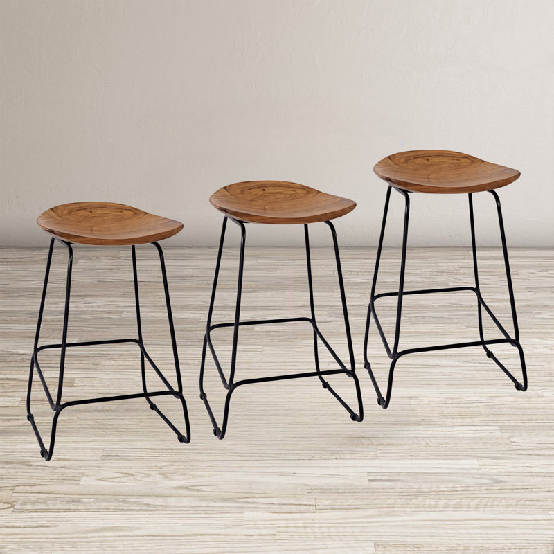Gordonsville Counter Stool with Metal Frame, Natural