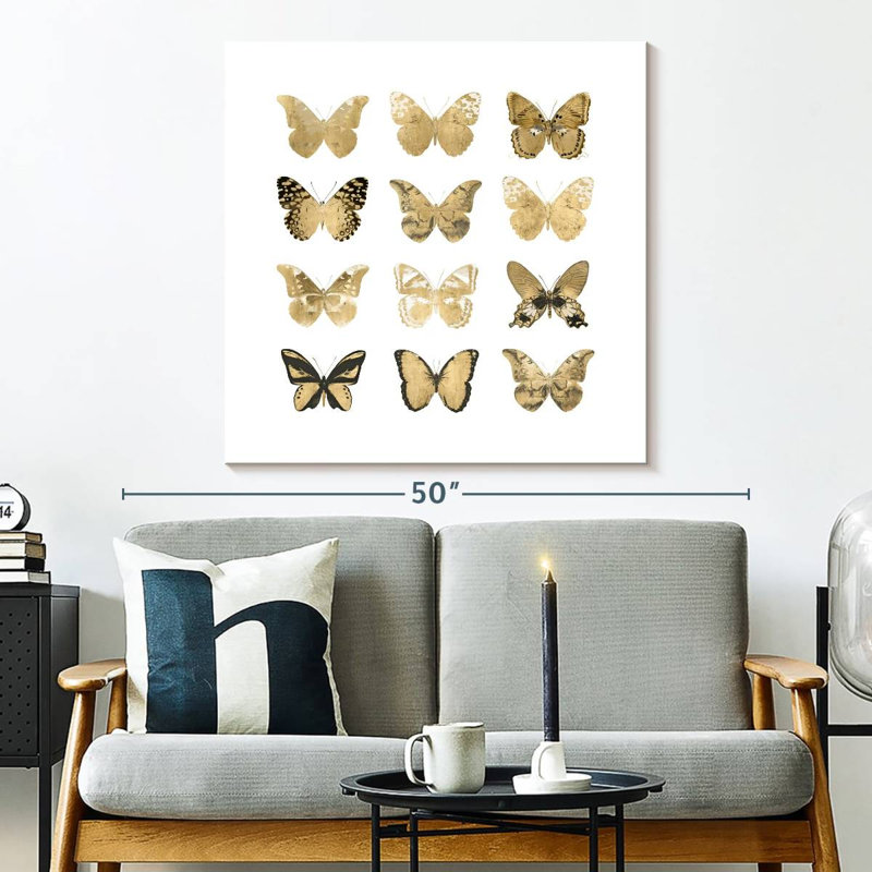 Brampt Butterfly Study In Gold II, 33" H x 33" W