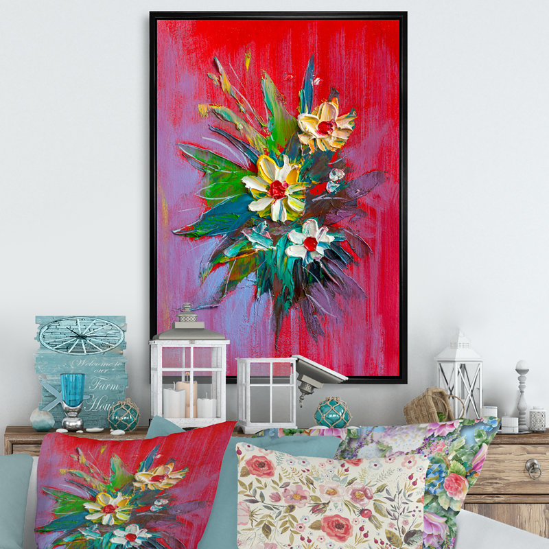 Wasai Daisies Flowers Garden, H 20 po x l 12 po x P 1 po, Black Floater Frame