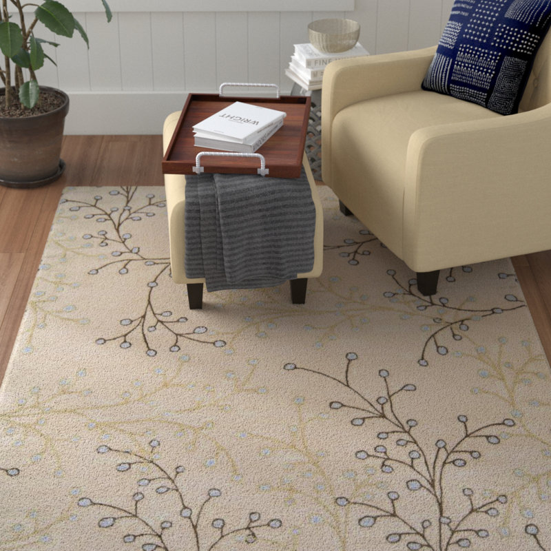 Tapis floral en laine touffeté à la main Elsberry, Rectangle 10 pi x 14 pi