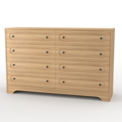 Commode à 8 tiroirs ovale en bois naturel