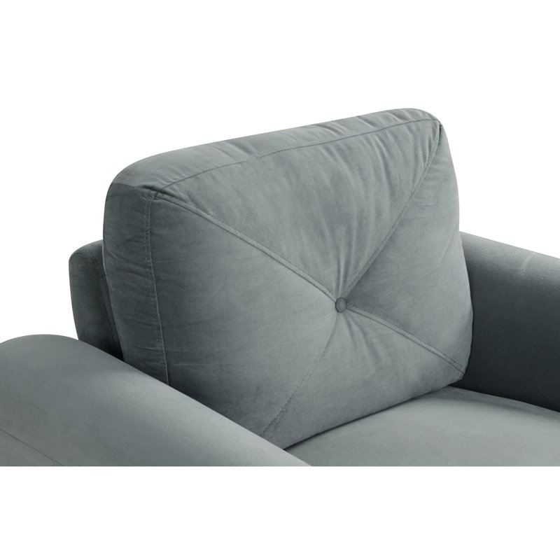Canapé en velours, Gris, 3, H 34,4 po x l 76,7 po x P 29,1 po
