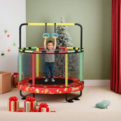 Trampoline rond 7 en 1, trampoline intérieur et extérieur de 55 po pour le plaisir, trampoline pour enfants avec enceinte pour garçons et filles