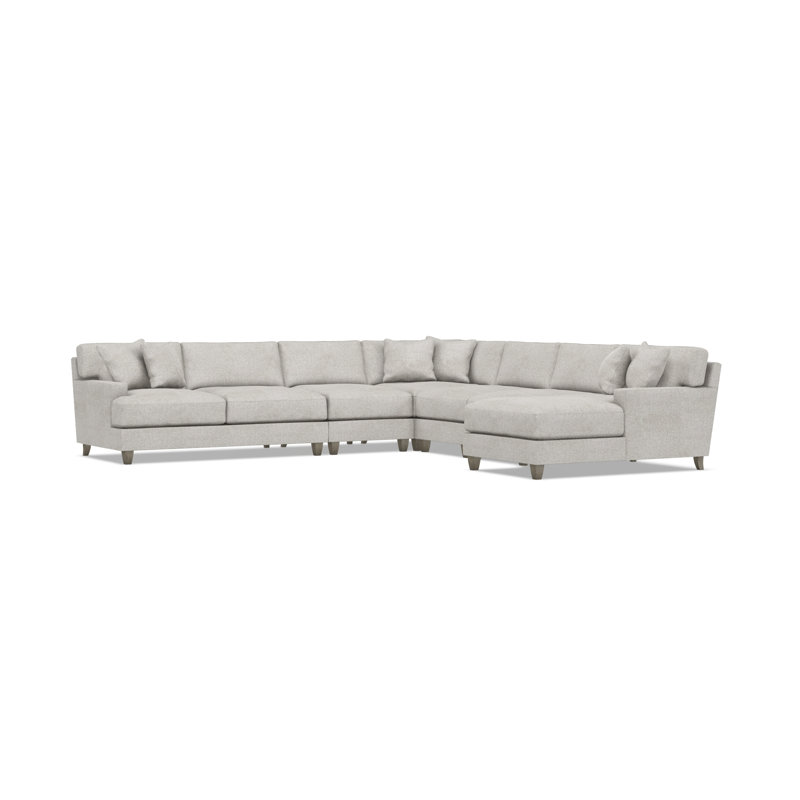 Bernhardt Mila 6-Piece Fabric Sectional, Light Gray Polyester, Right Hand Facing, 33.5" H x 137" W x 137" D