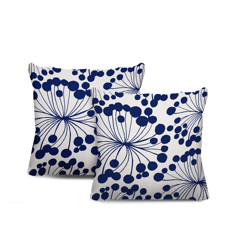 Housse et insert de coussin décoratif intérieur / extérieur en mélange de polyester, L 19 po x H 19 po, Bleu marine