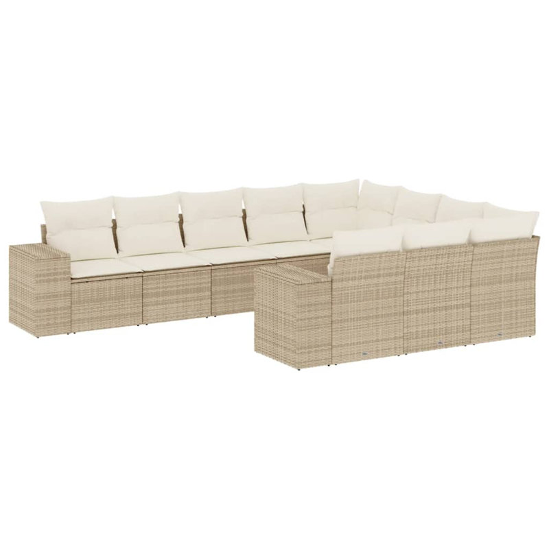 Ensemble de canapé d'extérieur en rotin PE beige, acier thermolaqué Vidaxl, 100% polyester