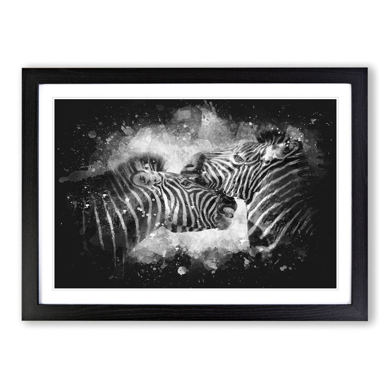 Zebras Vol.1 Paint Splash - Picture Frame Graphic Art, Black, 36cm H x 48cm W x 2cm D