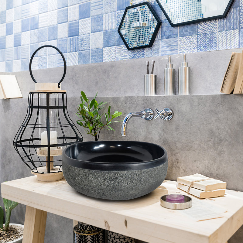 B.o.i 17'' Black Stone Oval Bathroom Sink