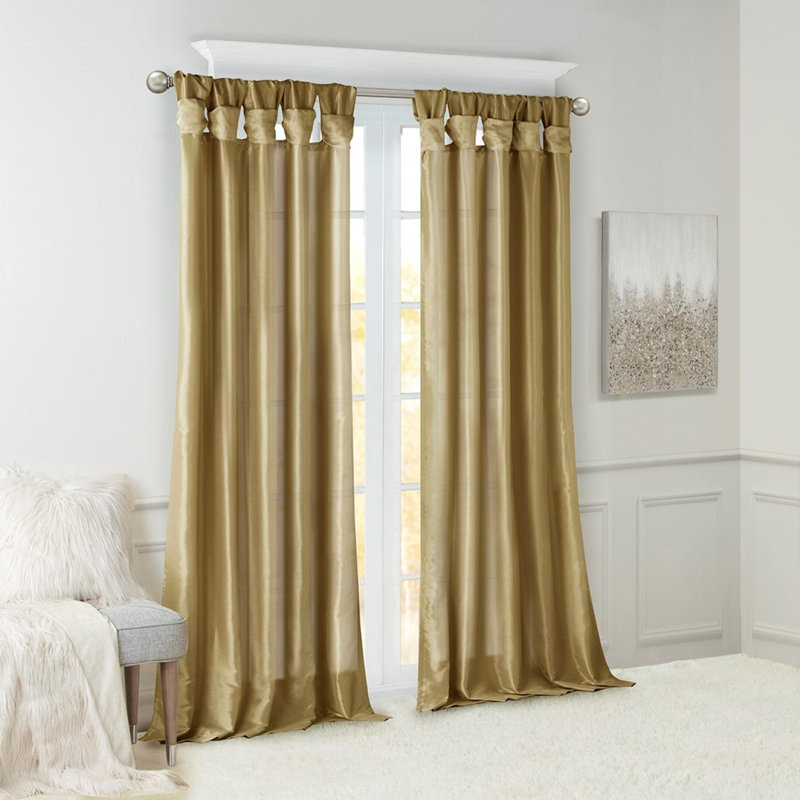 Twist Tab Lined Window Curtain Panel 50X95", Bronze