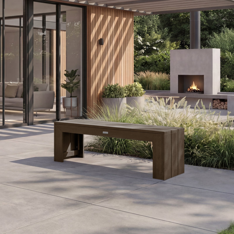 Monroe Modern 55" Outdoor Bench, Weathered Acorn