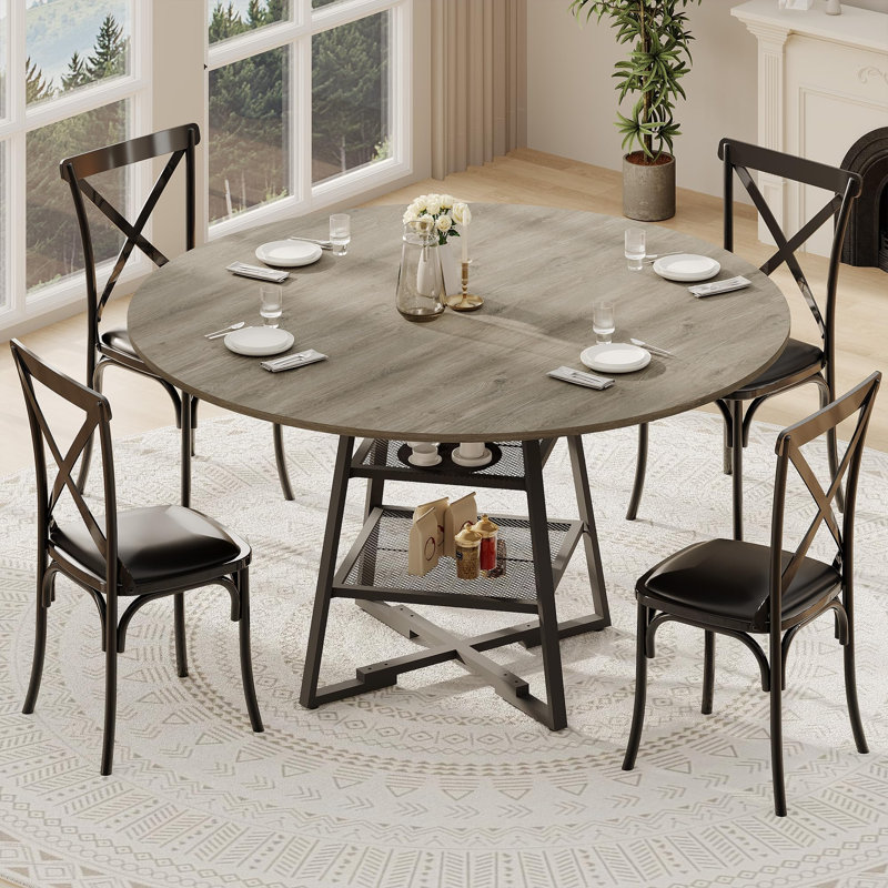 Ensemble de table de salle à manger de 47 po pour 4 personnes, table de cuisine à plateau supérieur avec rangement, table de salle à manger encastrée pour petite cuisine et salle à manger