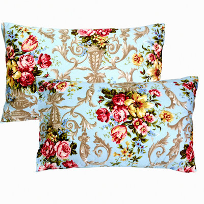 Peony Bloom Cotton Pillowcase Set - Luxury Floral Shams, Standard Size 20X30, 100% Cotton Pillow Covers, 2Pcs for Twin/Full/Queen Beds - Soft & Stylish