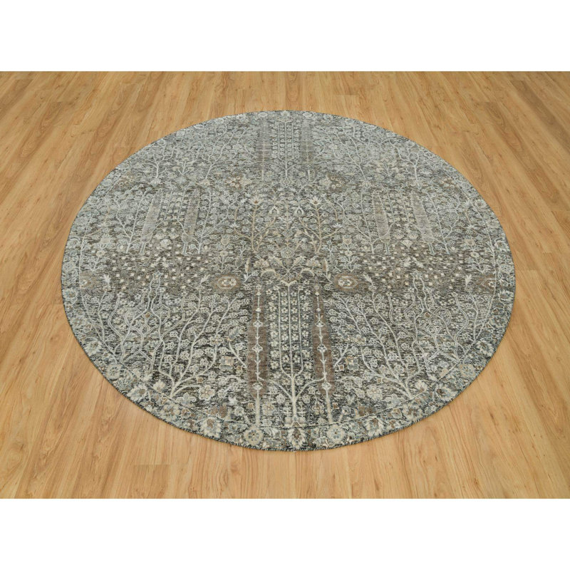 Tapis unique gris de 8 pi x 8 pi Selim