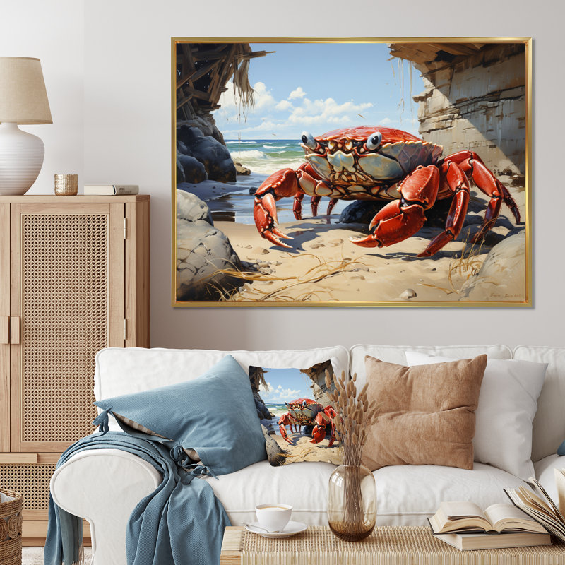 Crabs Corner sur impression sur toile, Gold Picture Framed, 24" H x 32" W