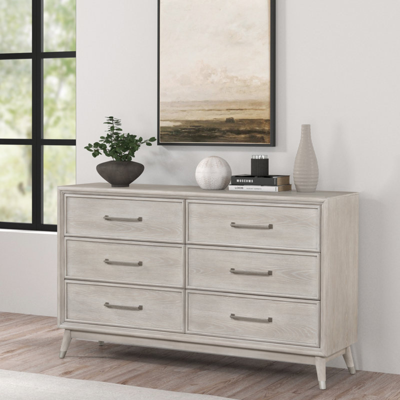 Roundhill Haak 6-drawer Bedroom Dresser, Gray Oak Finish