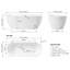 Baignoire autoportante ovale en acrylique de 140 cm (55 po), profondeur d'immersion de 39 cm (15,3 po), bonde centrale et trop-plein intégré, blanc brillant